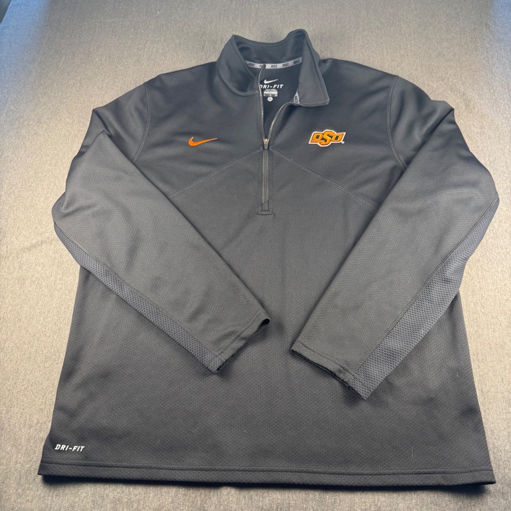 Nike OSU Oklahoma State University Dri-FIT Quarter Zip Pullover Mens XL Black - Picture 2 of 13